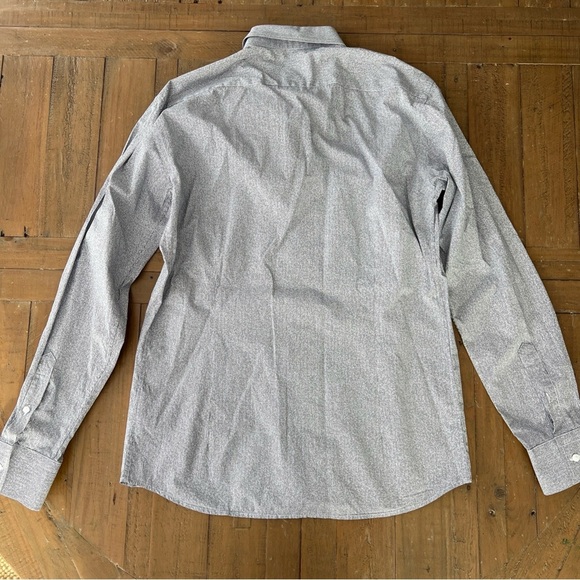 Karl lagerfeld gray striped classic long sleeve button down men’s 41 large - Picture 8 of 12